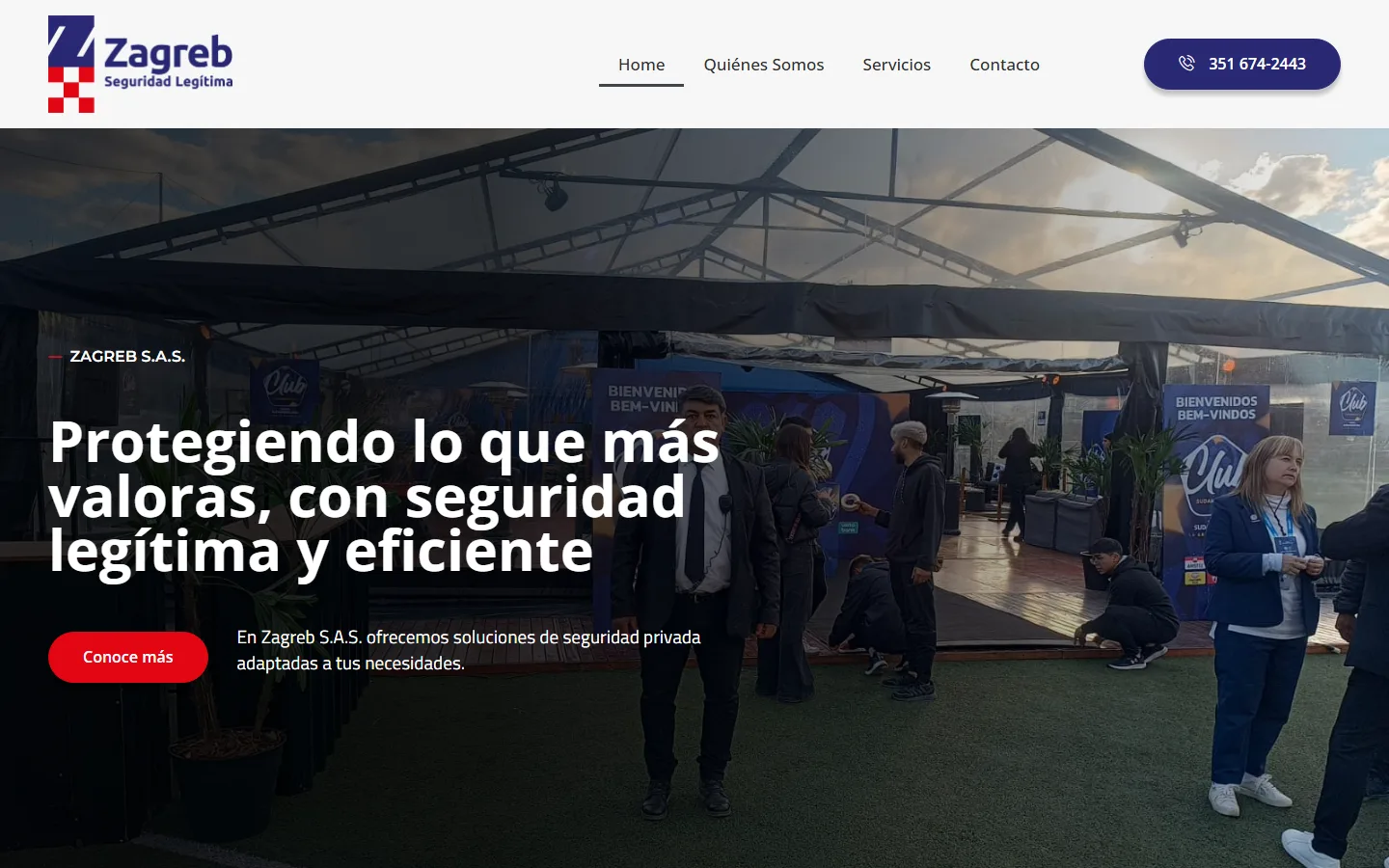 Portada de Zagreb Seguridad con su propuesta de seguridad privada para empresas y eventos.
